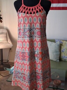 Coral Patterned Halter Sundress